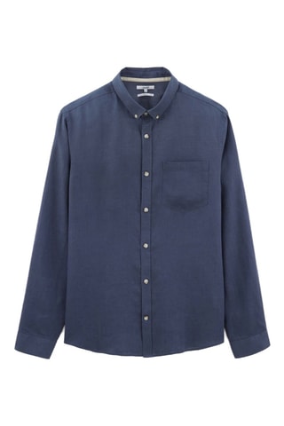 Camisa regular fit de lino - Azul