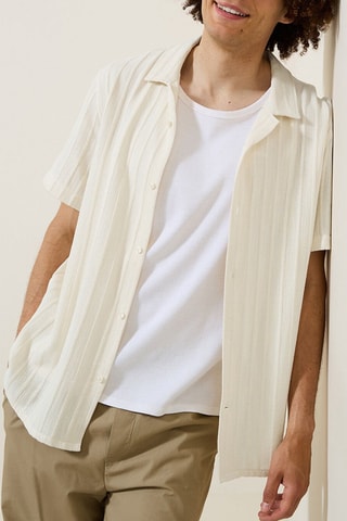 Camisa regular - Cinzento-bege