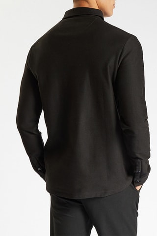 Polo slim em algodão biológico - Preto