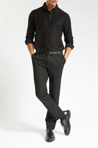 Polo slim em algodão biológico - Preto