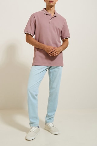 Polo regular em algodão biológico - Rosa-velho