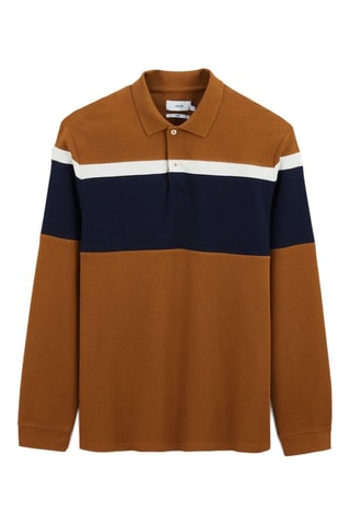 Polo regular em algodão biológico - Camel