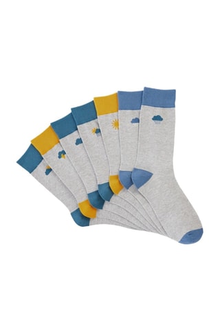 7 pares de meias em algodão - Cinzento