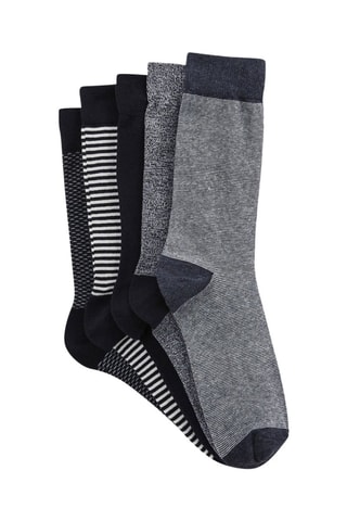 5 pares de meias em algodão - Azul-marinho