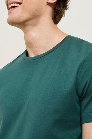 T-shirt slim em algodão biológico - Verde-esmeralda