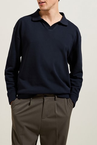 Sweat em algodão biológico - Azul-escuro