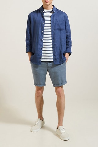 Bermudas em linho - Azul
