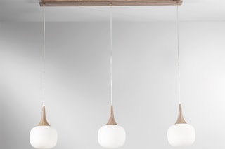 Candeeiro suspenso Jaipur em madeira Branco