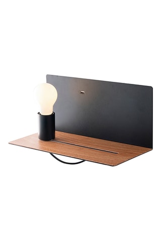 Aplique de parede com tomada USB Flash Preto