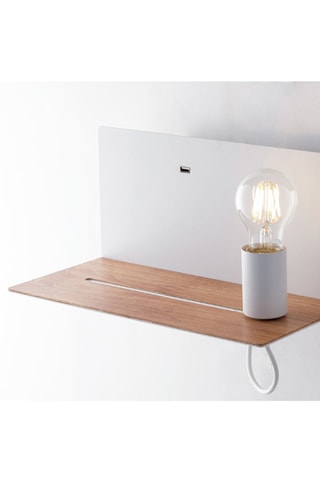 Aplique de parede com tomada USB Flash Branco