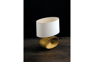 Candeeiro de mesa em cerâmica Eolo Branco e dourado