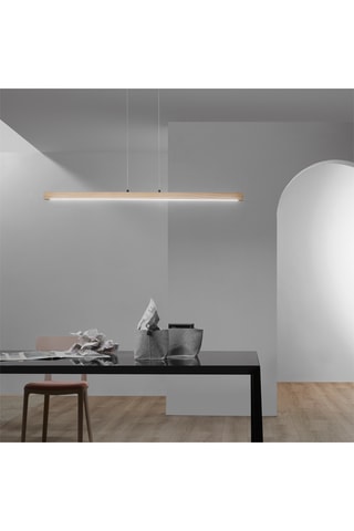 Candeeiro suspenso LED em madeira Joseph - Castanho-claro - 23 W