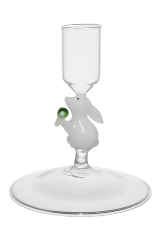 Base para vela Floreal - 11 cm - Branco e verde-claro