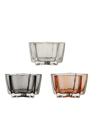 3 bases para velas Prisca - 10 x 10 x 5,5 cm - Cinzento