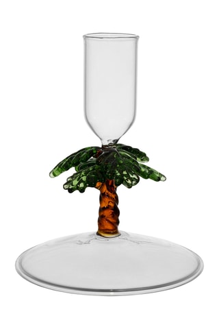 Base para vela Palmier - 11 cm - Branco e verde-escuro