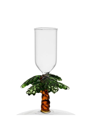Base para vela Palmier - 11 cm - Branco e verde-escuro