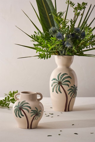 Vaso em grés Les Iles - 29 cm - Verde e bege