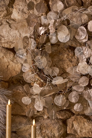 Couronne Eucalyptus - 53 cm - Doré et écru