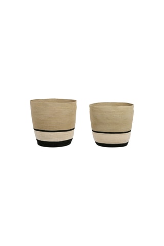 2 paniers de rangement Sumatra - 57 et 52 cm - Beige et noir 