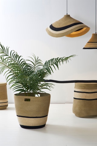 2 paniers de rangement Sumatra - 57 et 52 cm - Beige et noir 
