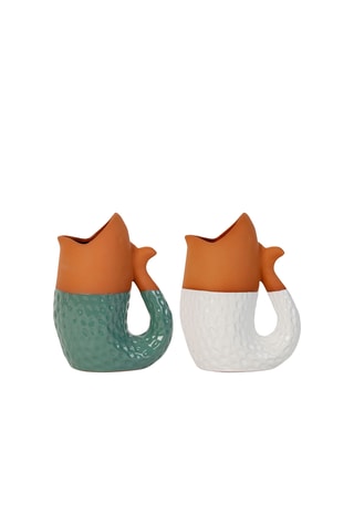 2 vasos em terracota Aquatic - 22 cm - Verde-água e branco