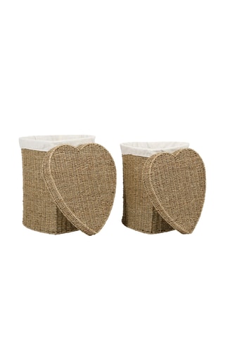 2 cestos para roupa Borneo - 45 x 48 x 49/40 x 43 x 45 cm - Bege