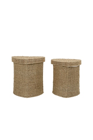 2 cestos para roupa Borneo - 45 x 48 x 49/40 x 43 x 45 cm - Bege