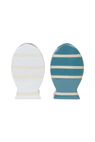 2 vasos Marean - 20 cm - Branco e azul-pato