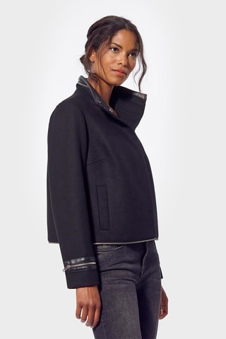 Manteau regular en laine - Noir