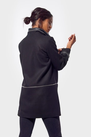 Manteau regular en laine - Noir