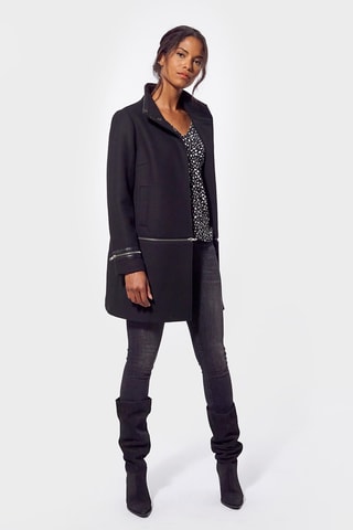Manteau regular en laine - Noir