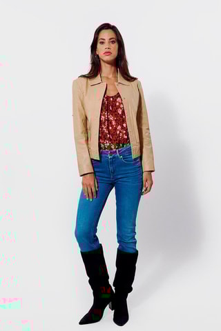 Veste en cuir Lowan Crème