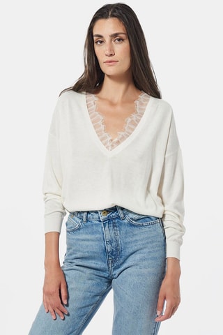 Pull bi-matière Fame - Blanc