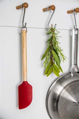 Spatule grattoir en silicone, bois de bouleau et acier inoxydable