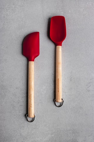 2 spatules en silicone, bois de bouleau et acier inoxydable