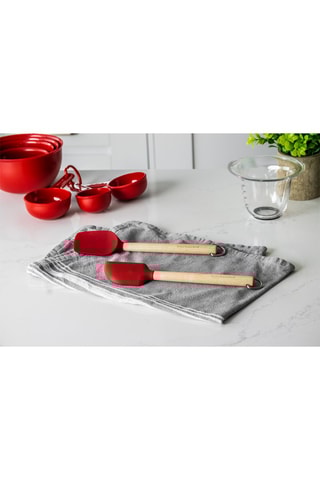 2 spatules en silicone, bois de bouleau et acier inoxydable