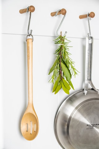 Cuillère fendue en bois de bouleau et acier inoxydable