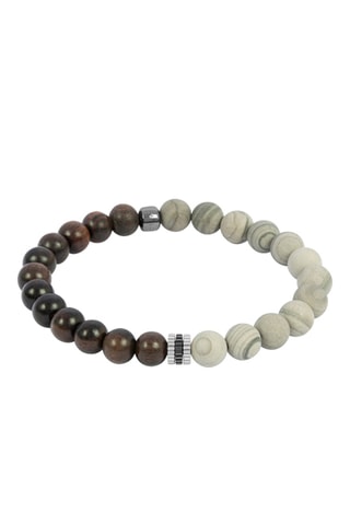Bracelet - Argent, bois d'ébène et jaspes