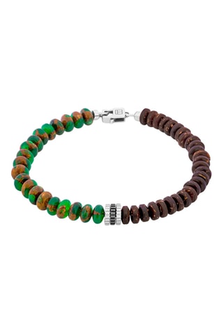 Bracelet - Argent, bois et jaspes