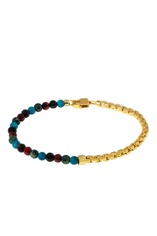 Bracelet doré à l’or fin jaune - Argent, apatites, agates et jaspes kambaba