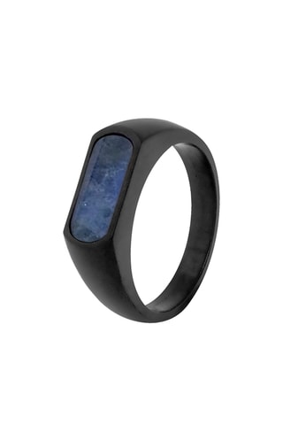 Bague - Plaqué ion noir et sodalite - 1,9 cm