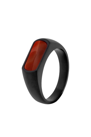 Bague - Plaqué ion noir et cornaline - 1,9 cm