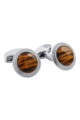Boutons de manchette - Œils-de-tigre - Marron