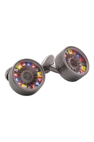 Boutons de manchette ornés de cristaux Swarovski - Plaqué ion noir - Noir