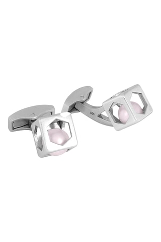Boutons de manchette - Argent et perles - Blanc