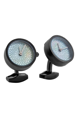 Boutons de manchette - Plaqué ion noir et nacre - Noir