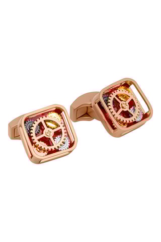 Boutons de manchette - Plaqué or rose - Rouge