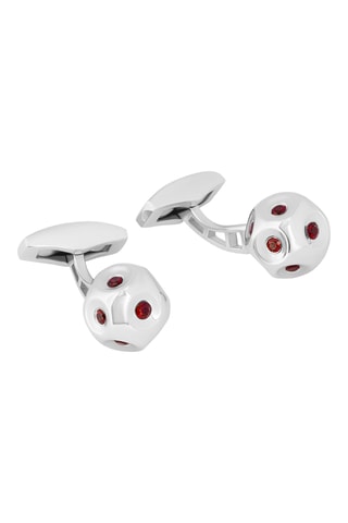Boutons de manchette - Argent et grenats - Rouge
