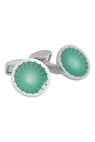 Boutons de manchette - Argenté et vert - Vert