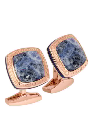 Boutons de manchette - Argent plaqué or rose et sodalites - Bleu